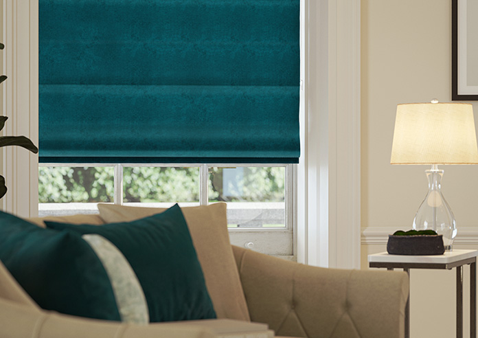 Florence Faux Suede, Ink Blue - Motorised Roman Blind - Image 5
